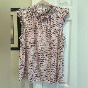 Adrianna Papell Pretty Ruffle Neck and Sleeve Top